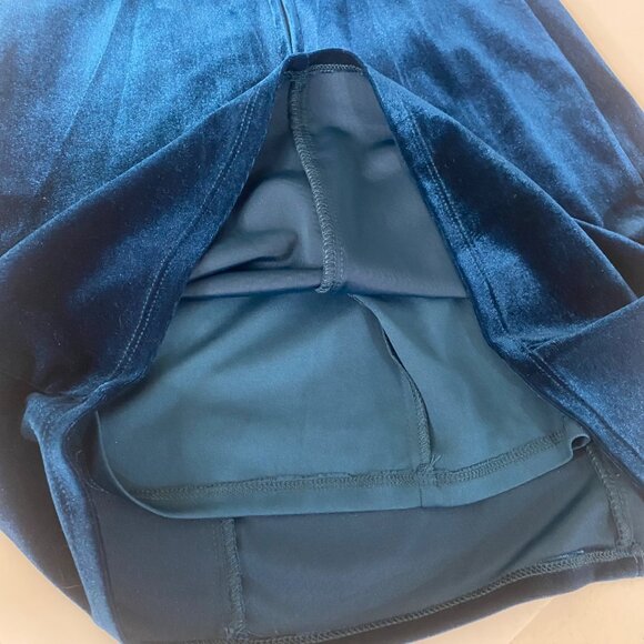 Blue Velvet Strappy Midi Dress By Dear Moon Size 7 Party Cocktail Holiday - Picture 7 of 15